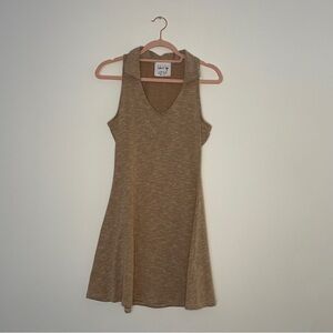 Sadie & Sage Ribbed Polo Collar Mini Dress | Sleeveless Stretch Knit | Size S